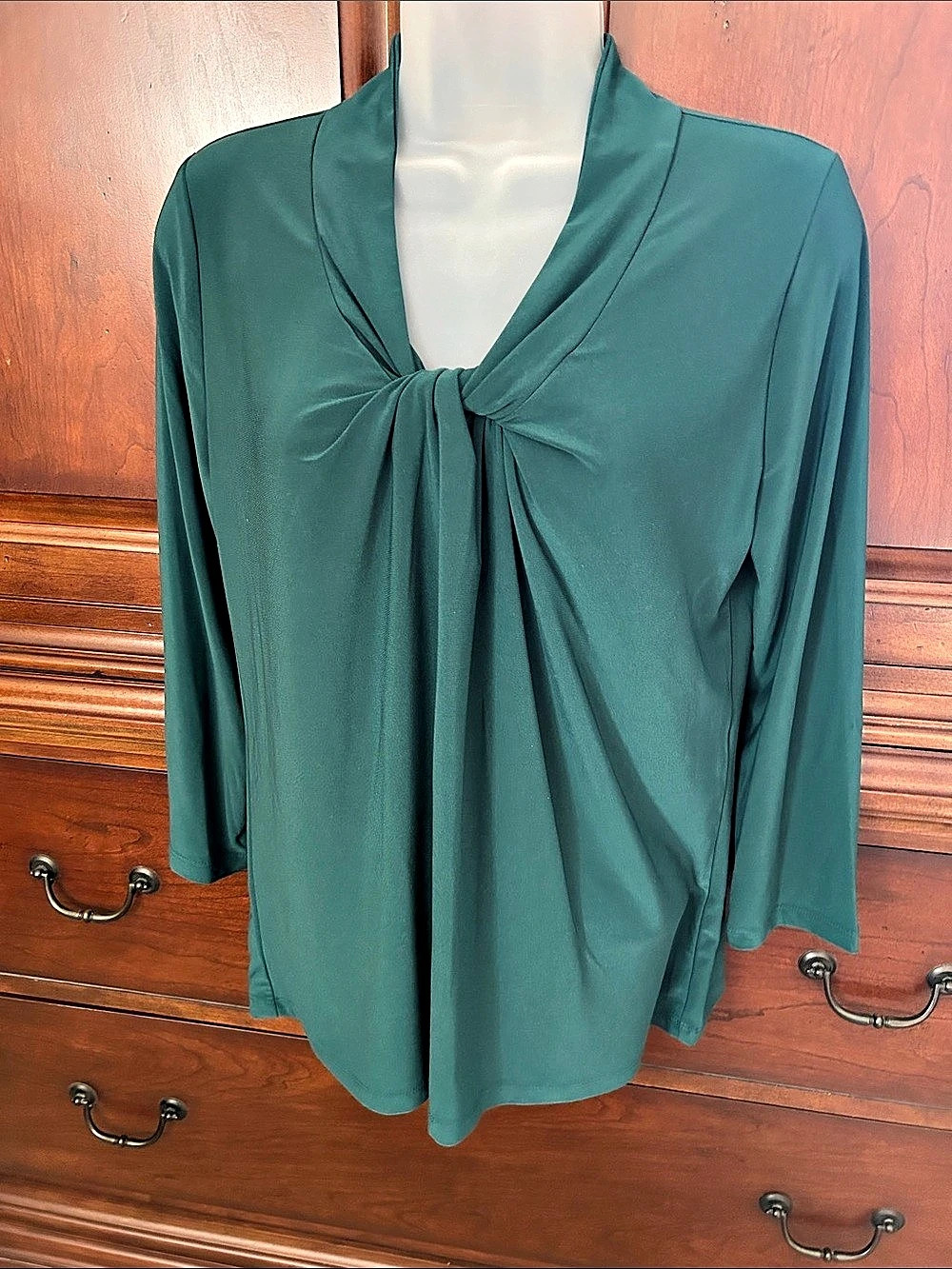 Kasper Tie Front Blouse in Forest Green /Like New/Size S